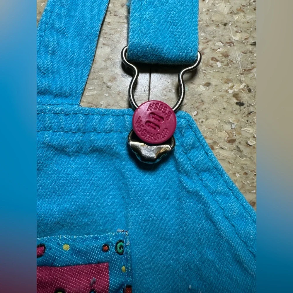 VTG 90s‎ Oshkosh B'Gosh Overalls Blue Purple Bird USA Colorblock Sz 6 RARE